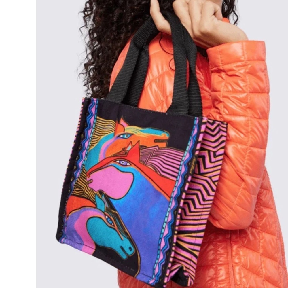 Laurel Burch Colorful Wild Stallion Handbag Tote 9” x 9” x 3”